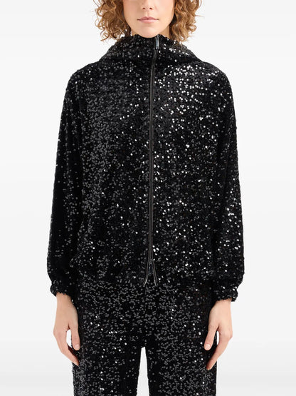 Sequin-Embellished Bomber Jacket
