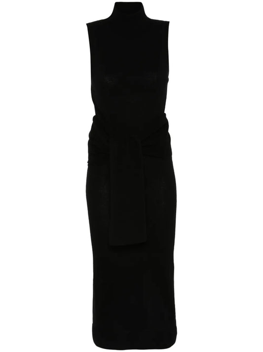 Roll-Neck Knitted Midi Dress