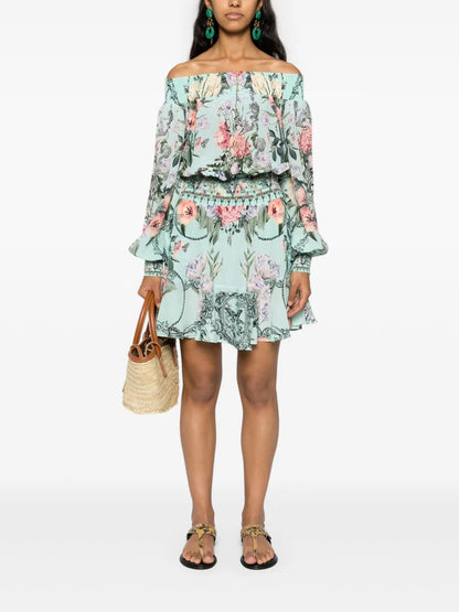 Off-Shoulder Floral Mini Dress