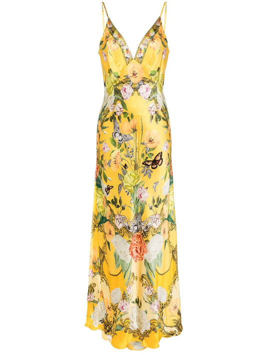 Floral Silk Maxi Dress