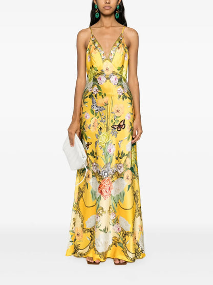 Floral Silk Maxi Dress