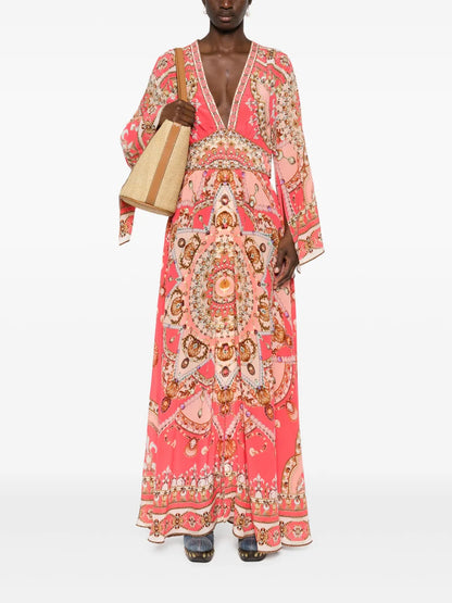 Shell Games Mosaic-Print Silk Maxi Dress
