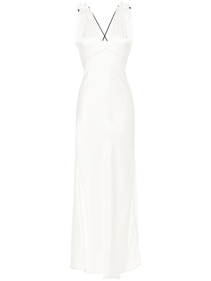 V-Neck Satin Maxi Dress