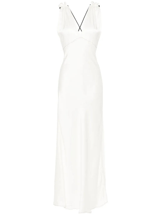 V-Neck Satin Maxi Dress