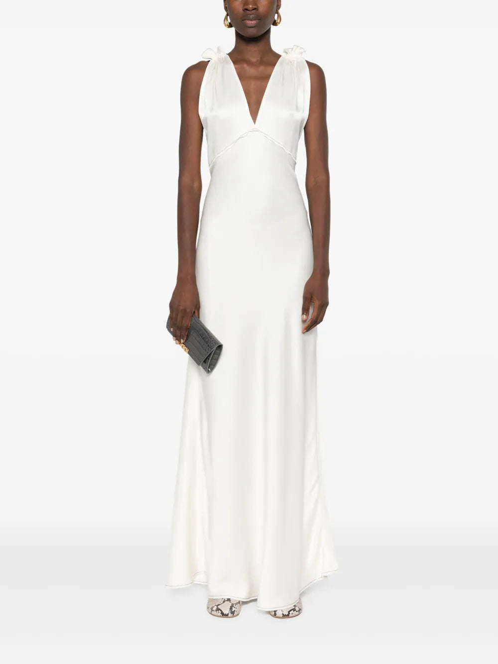 V-Neck Satin Maxi Dress