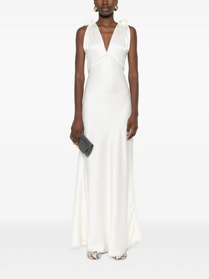 V-Neck Satin Maxi Dress