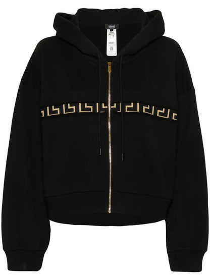 Greca-Detailing Zip-Up Hoodie