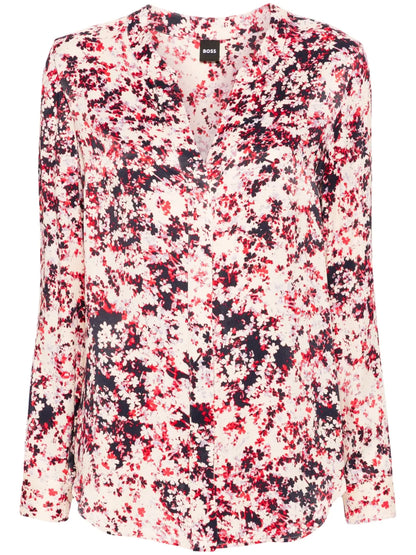 Floral-Print Satin Shirt