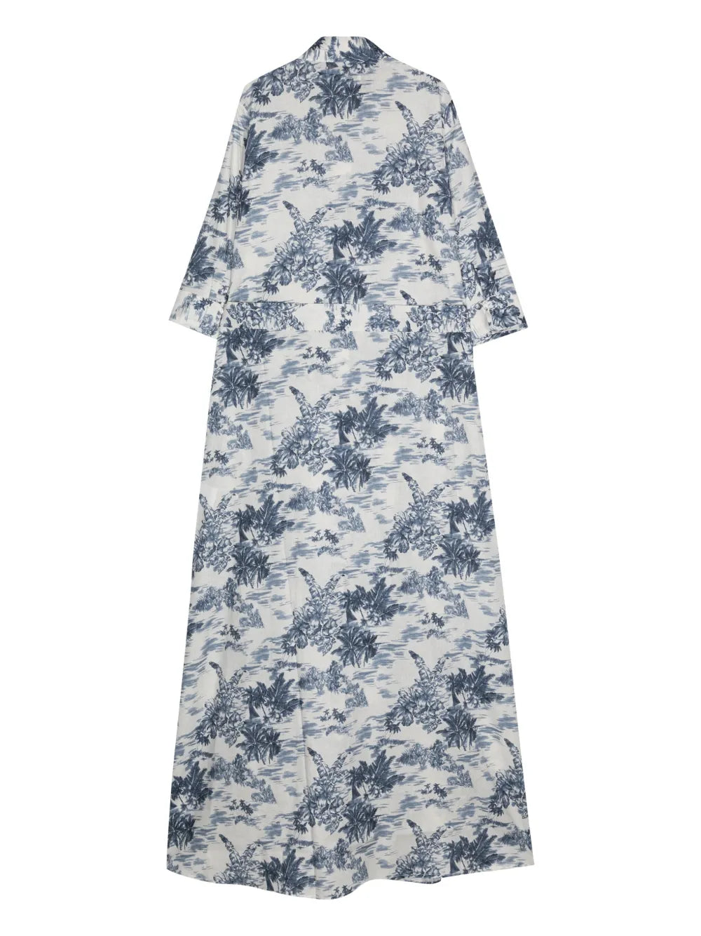 Botanical-Print Belted Shirtdress