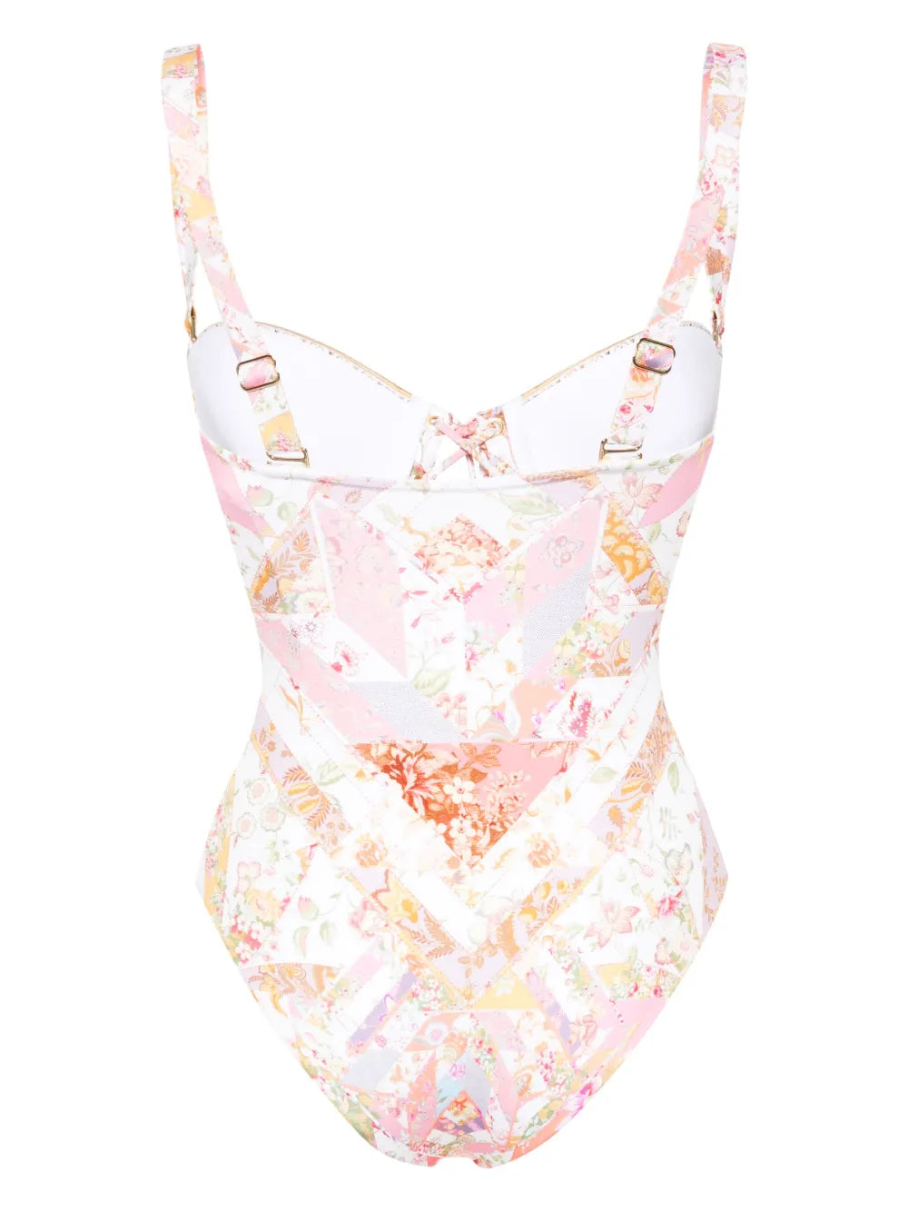 Floral Lace-Up Swimsuit