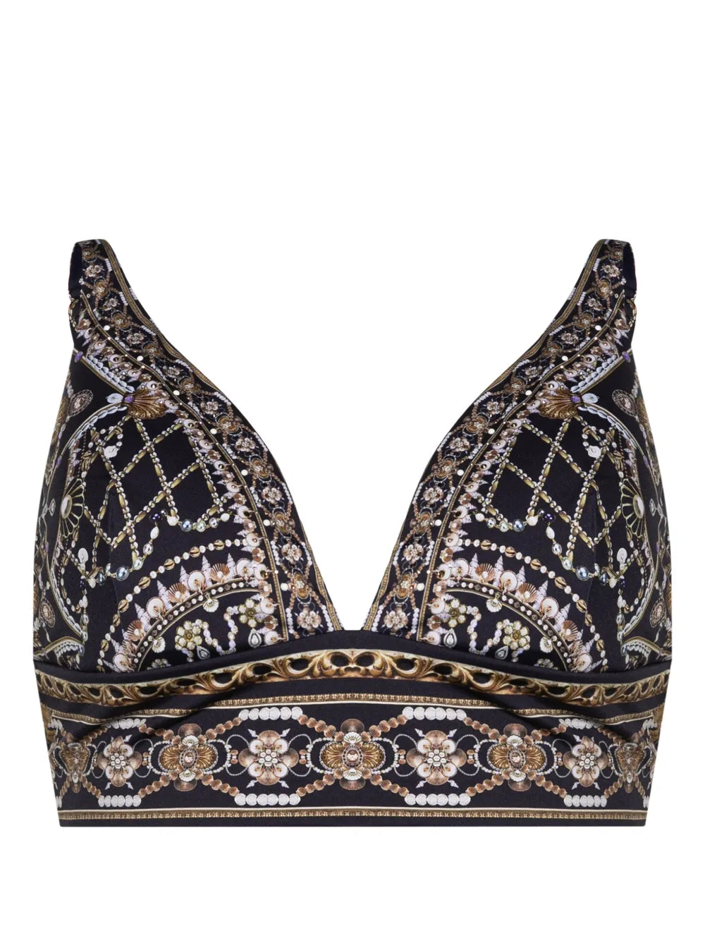 Graphic-Print Triangle Bikini Top