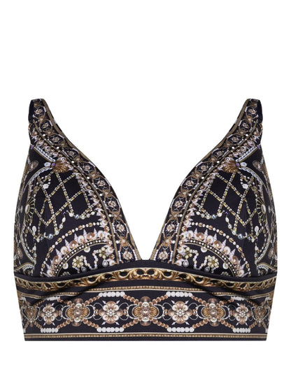 Graphic-Print Triangle Bikini Top
