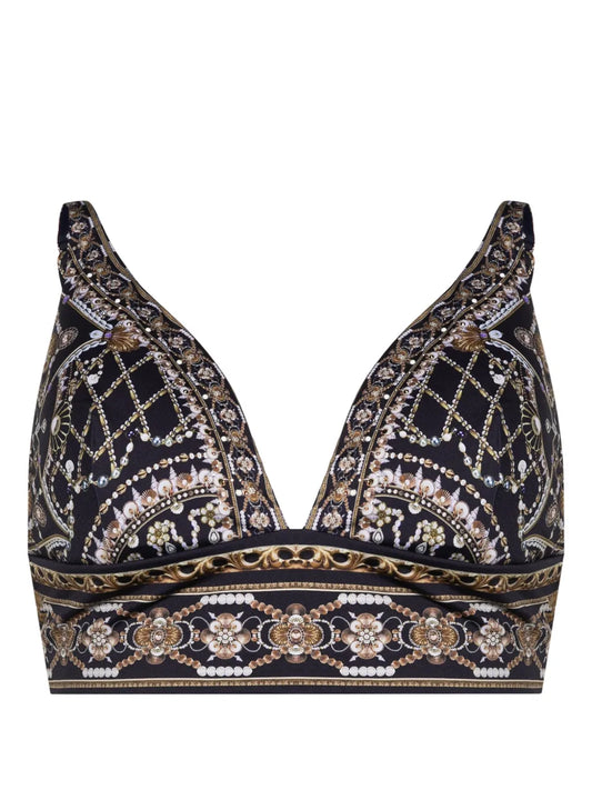 Graphic-Print Triangle Bikini Top