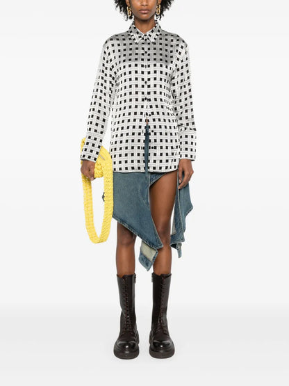 Weave-Print Satin Shirt