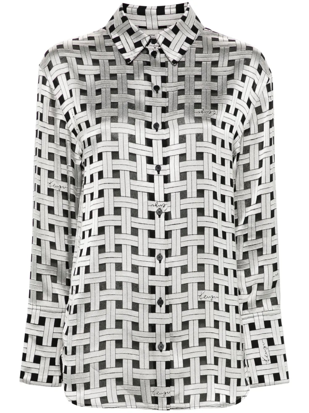 Weave-Print Satin Shirt