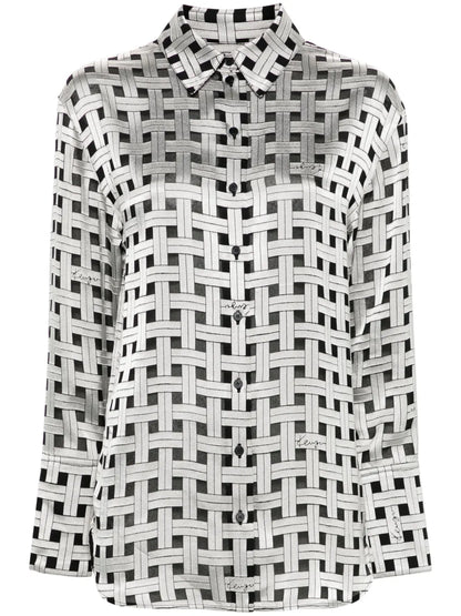 Weave-Print Satin Shirt