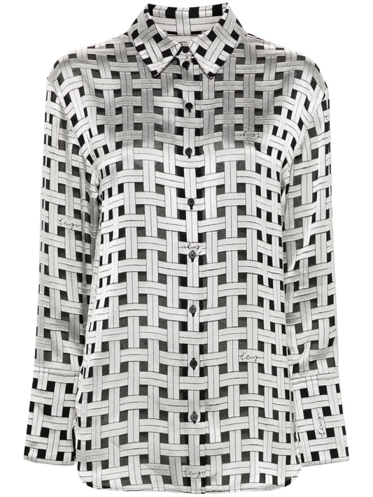 Weave-Print Satin Shirt