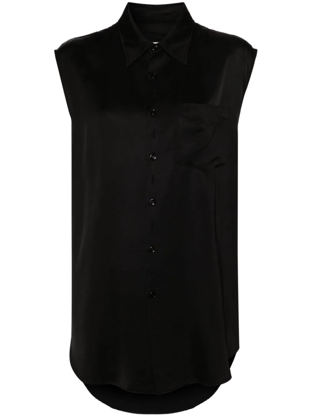 Ripped-Detail Satin-Weave Shirt