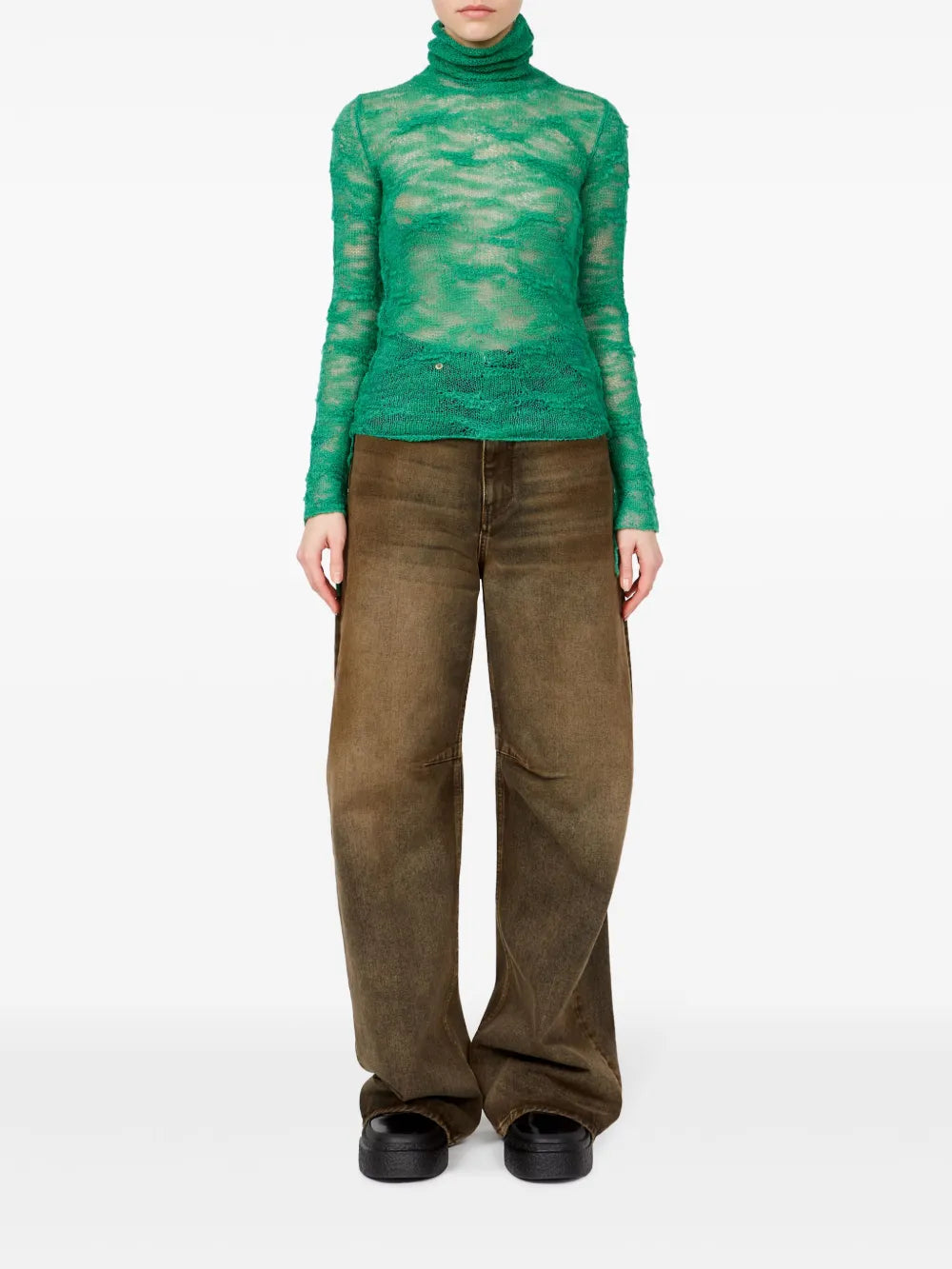Semi-Sheer Roll-Neck Jumper