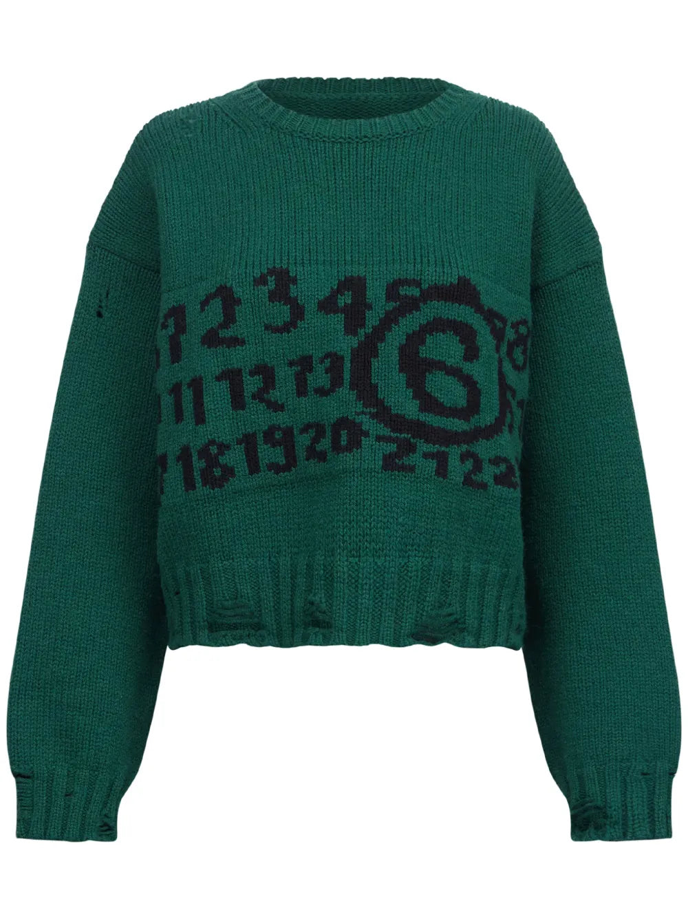 Logo-Intarsia Distressed-Effect Jumper
