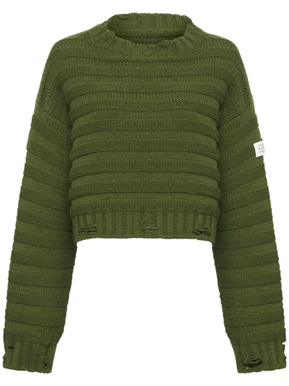 Logo-Appliqué Distressed-Effect Jumper