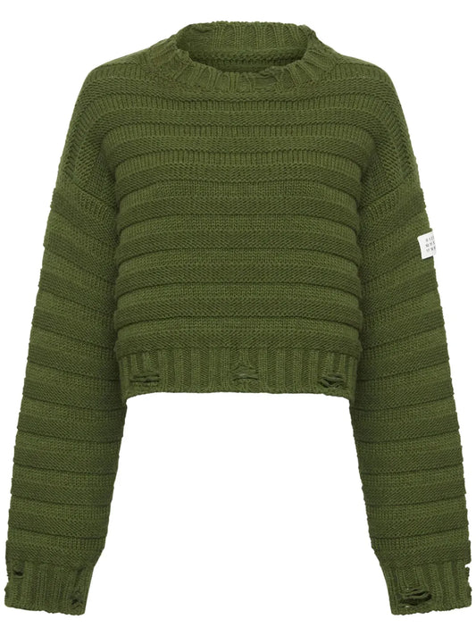 Logo-Appliqué Distressed-Effect Jumper