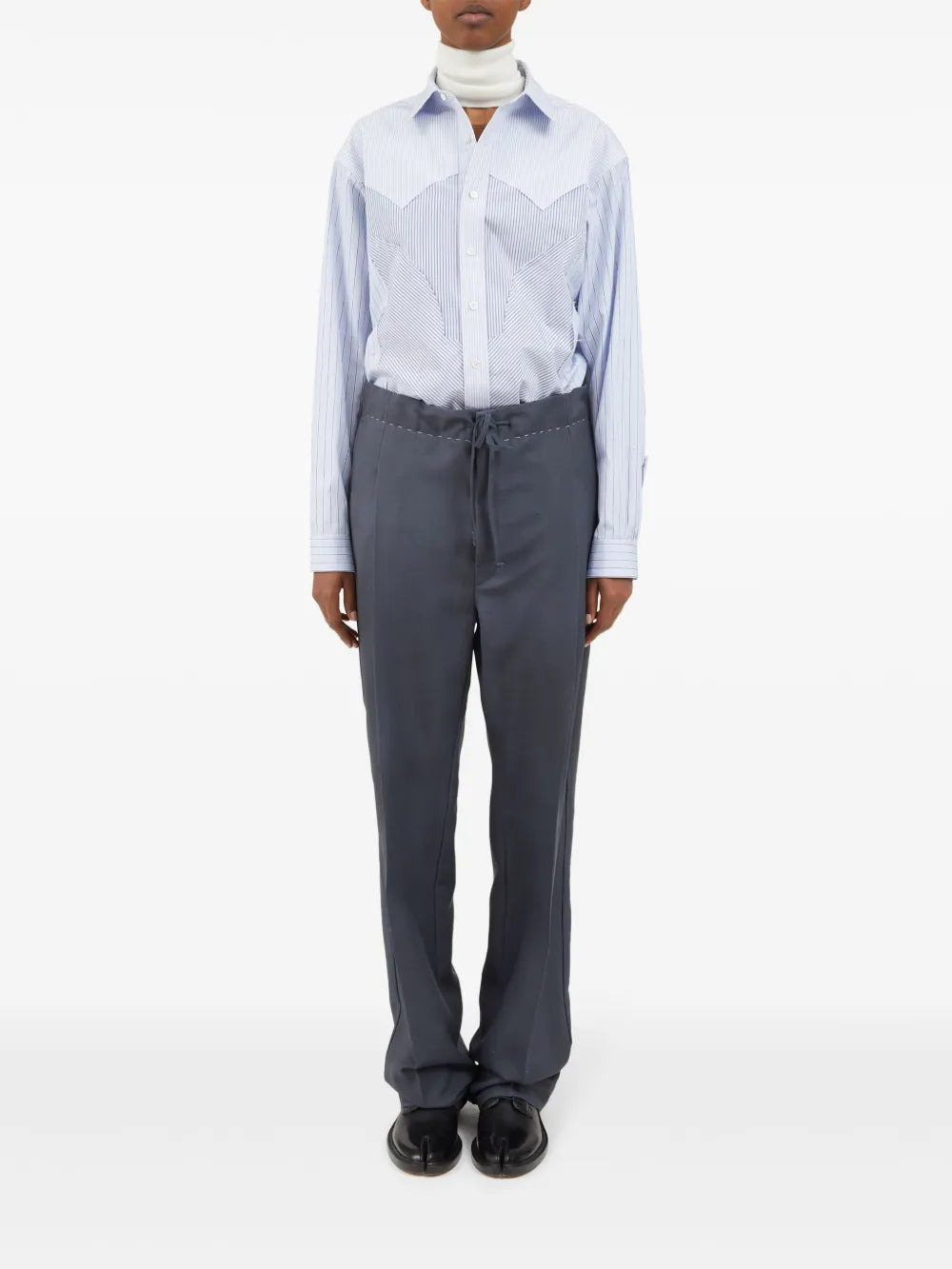 Moiré-Effect Straight-Leg Trousers