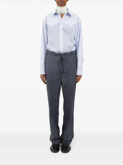 Moiré-Effect Straight-Leg Trousers