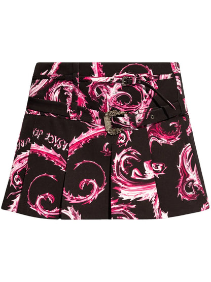 Abstract-Pattern Print Mini Skirt