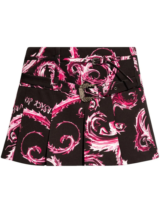 Abstract-Pattern Print Mini Skirt
