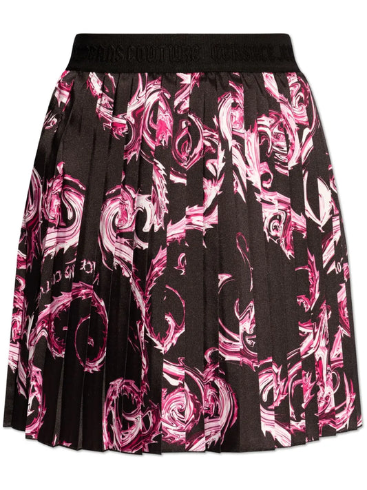 Abstract-Pattern Print Mini Skirt
