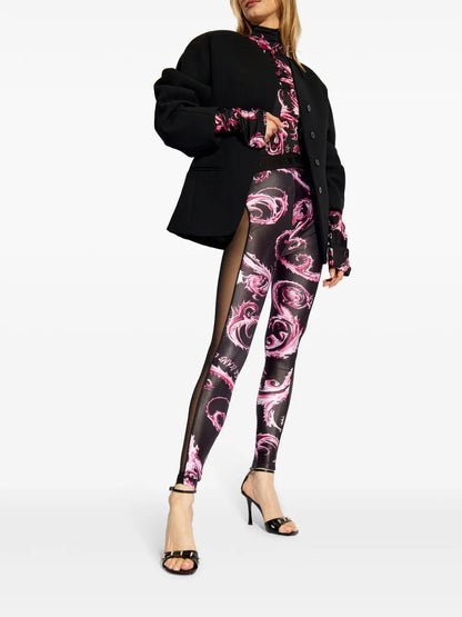 Barocco-Print Panelled Leggings