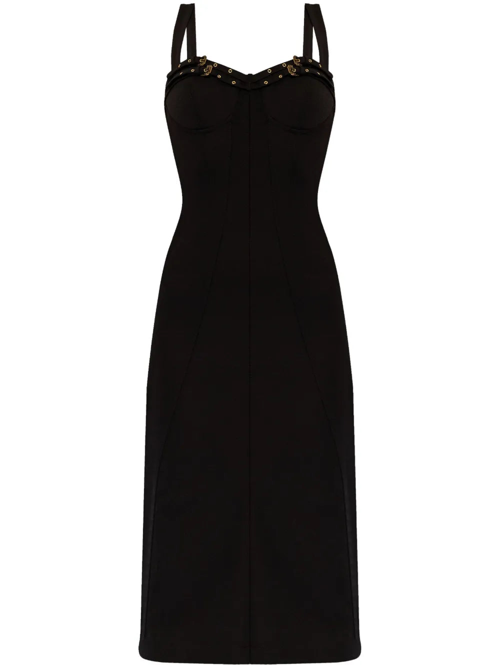 Buckled-Trim Midi Dress