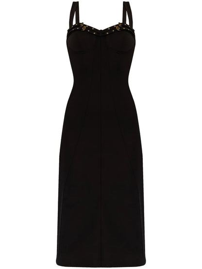 Buckled-Trim Midi Dress