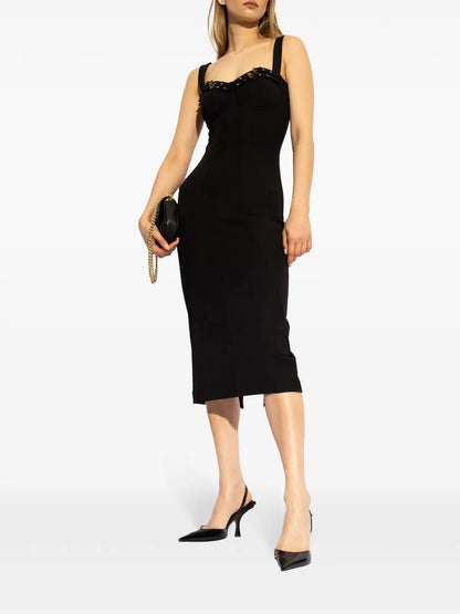 Buckled-Trim Midi Dress