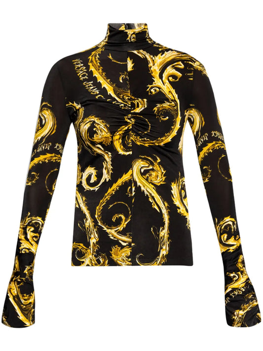 Barocco Mock-Neck Ruched Top