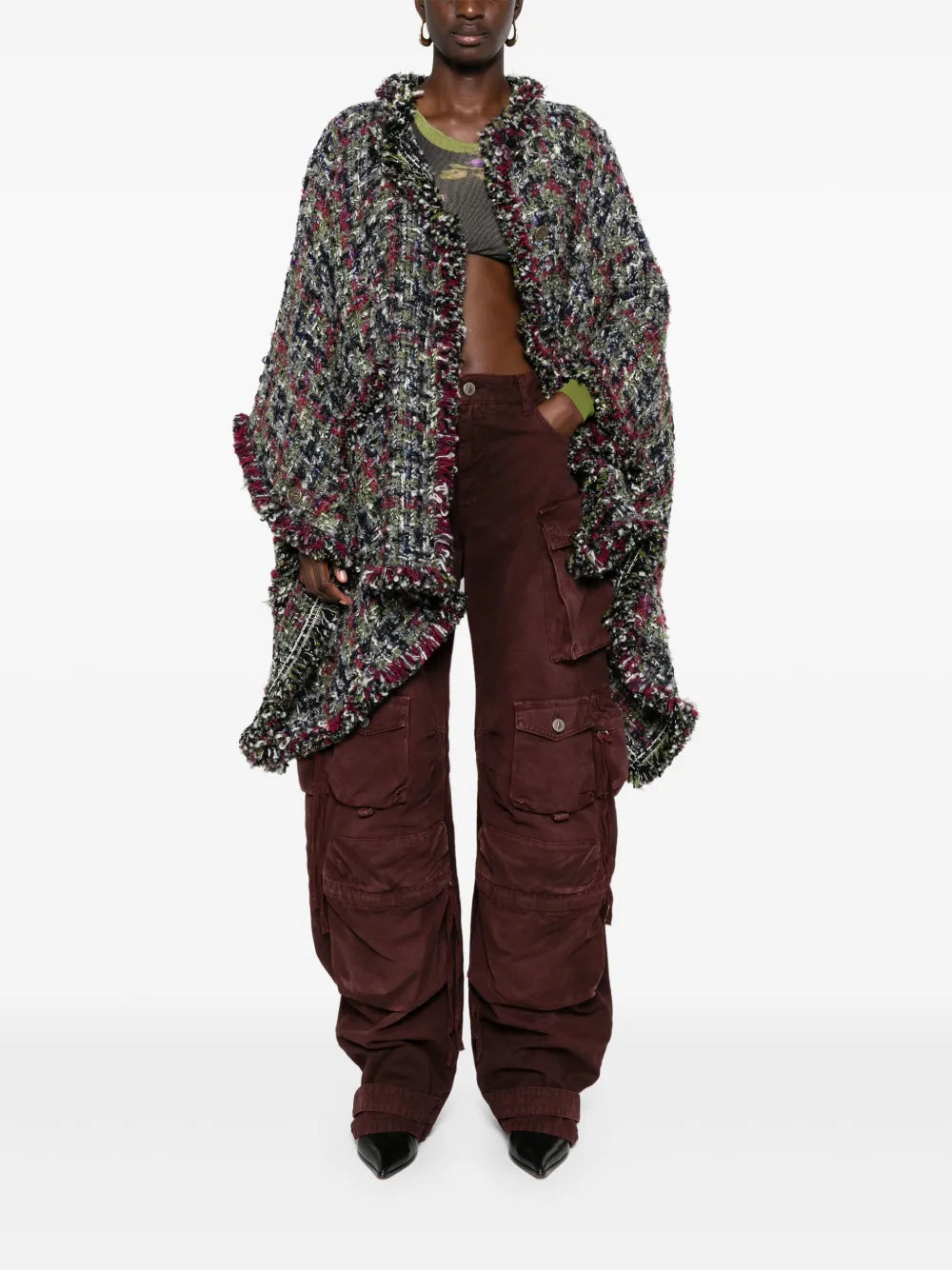 Tweed Buttoned Cape
