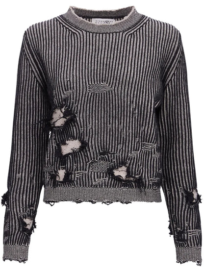 Distressed-Effect Knitted Jumper