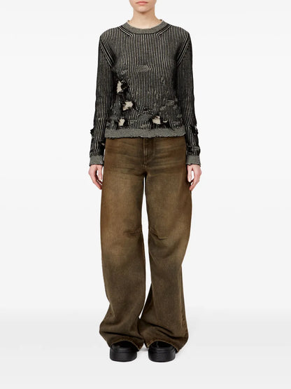 Distressed-Effect Knitted Jumper