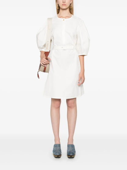 Pintuck-Detail Midi Dress