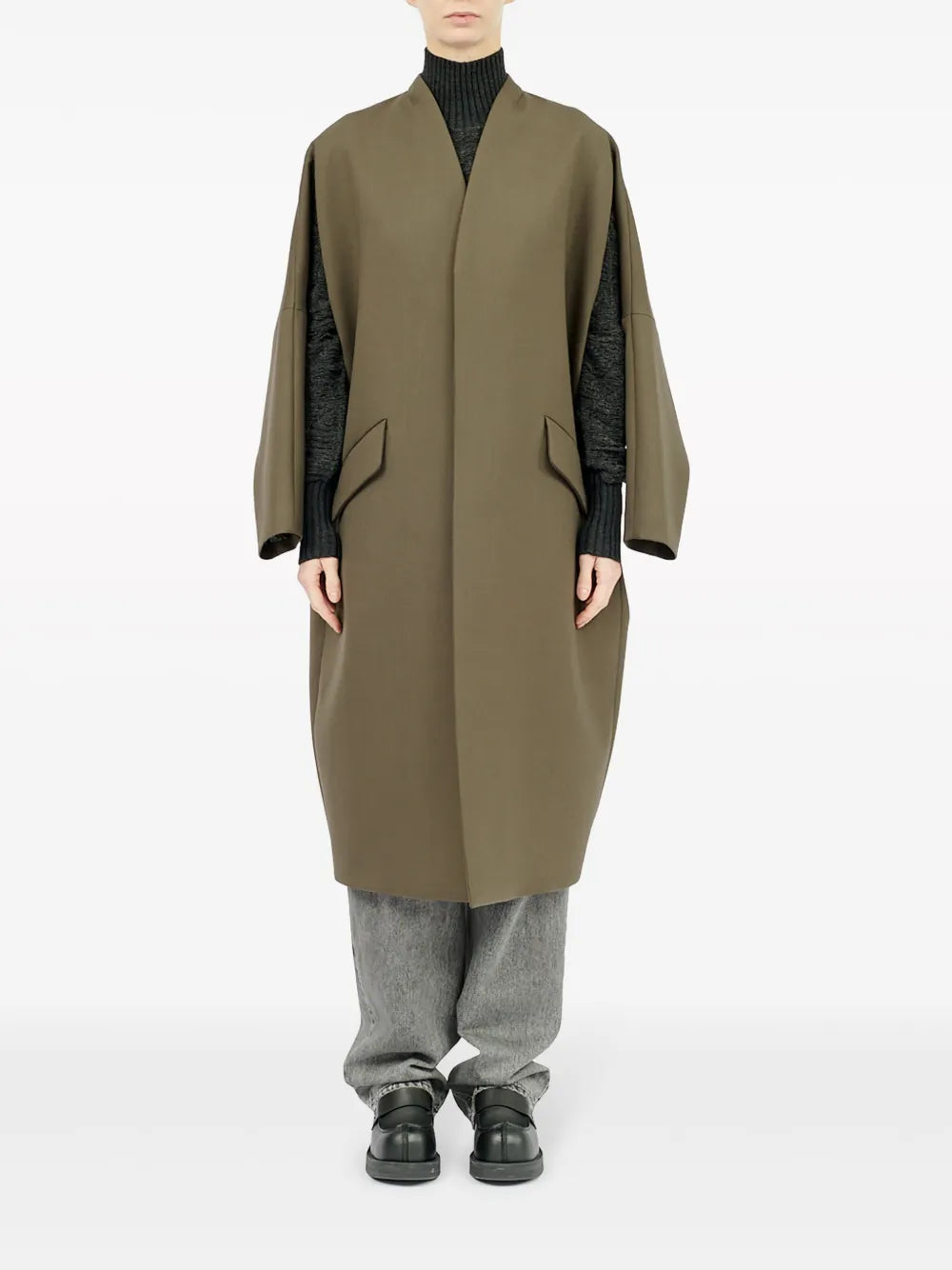 Collarless Single-Breasted Jacket
