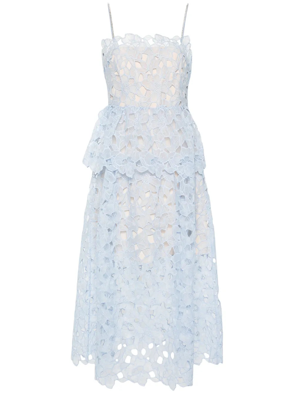 Floral-Embroidered Cotton Midi Dress