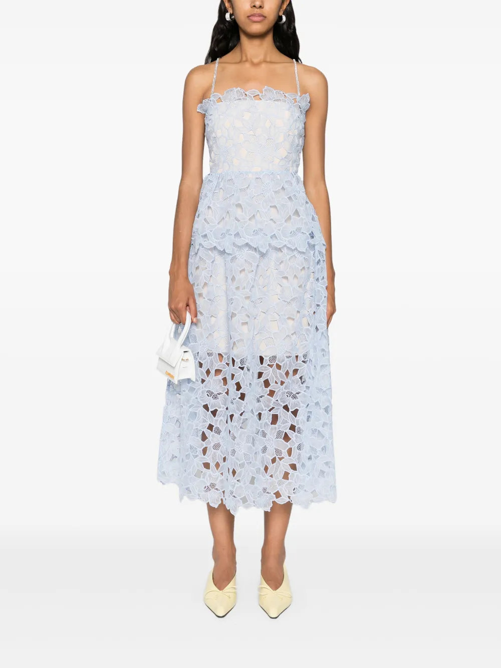 Floral-Embroidered Cotton Midi Dress