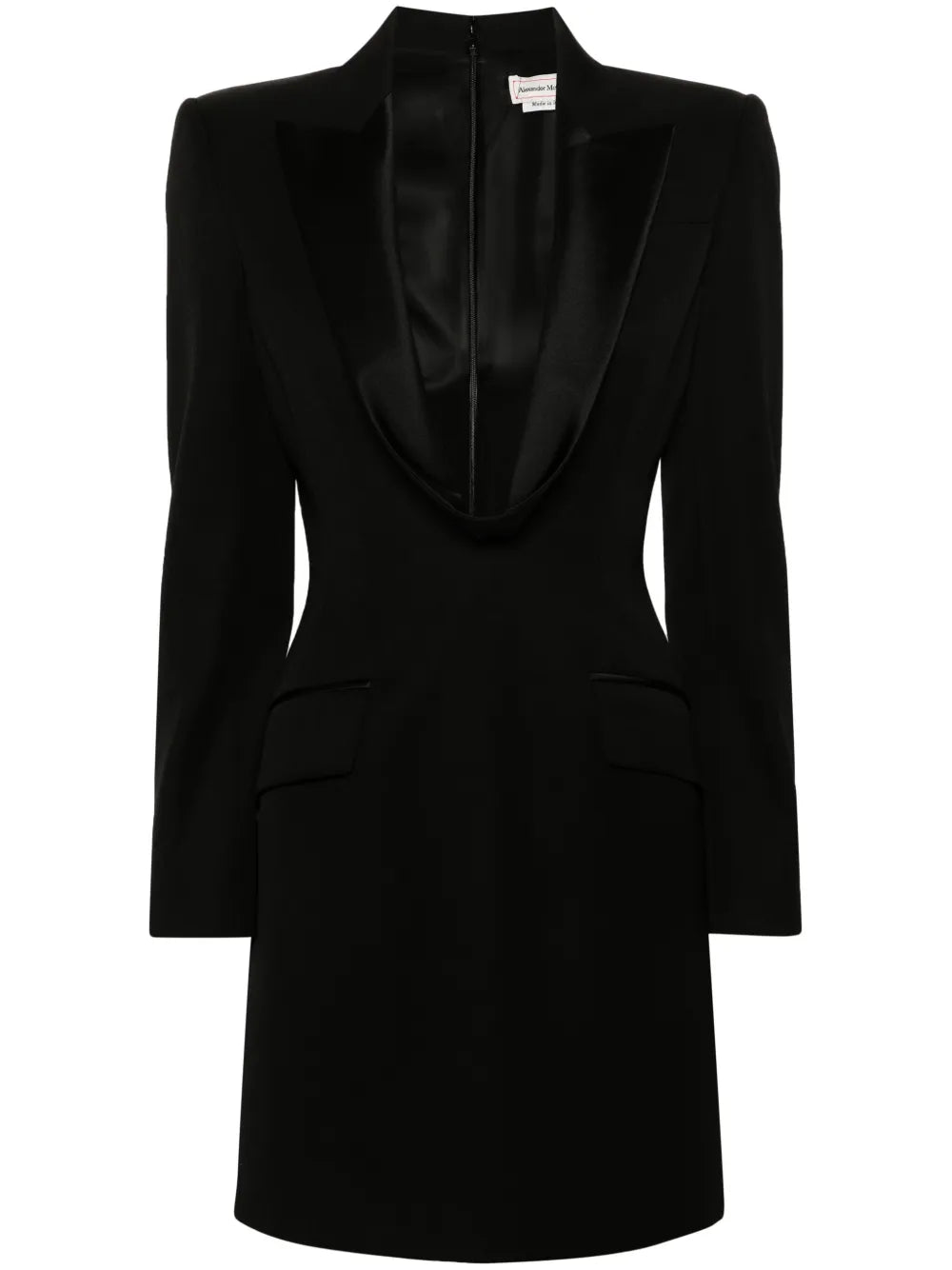 Peak-Lapel Wool Dress