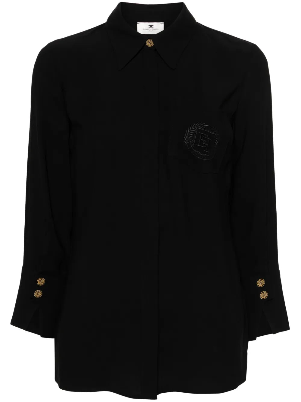 Logo-Embroidered Crepe Shirt
