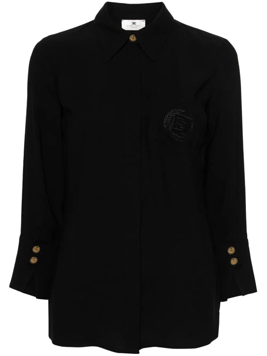 Logo-Embroidered Crepe Shirt