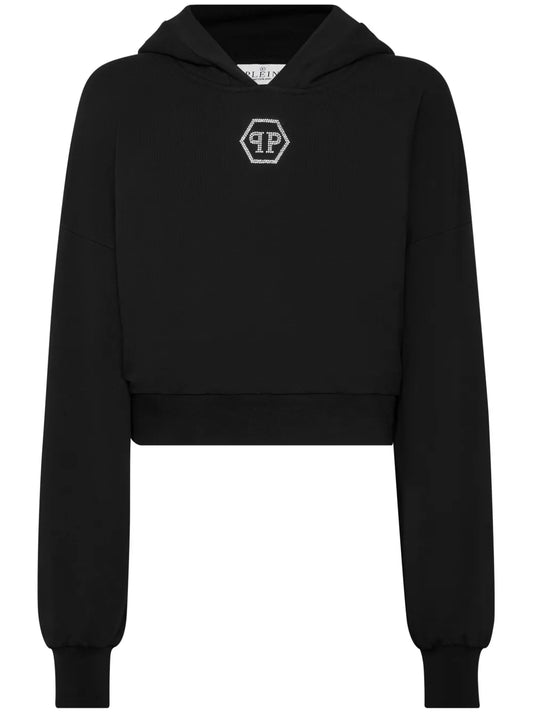 Crystal-Logo Cropped Hoodie
