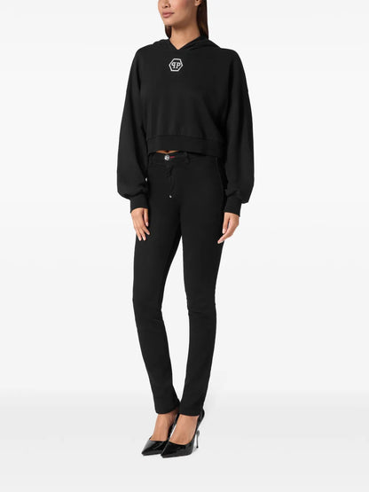 Crystal-Logo Cropped Hoodie