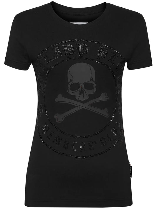 Skull-Strass Round-Neck T-Shirt