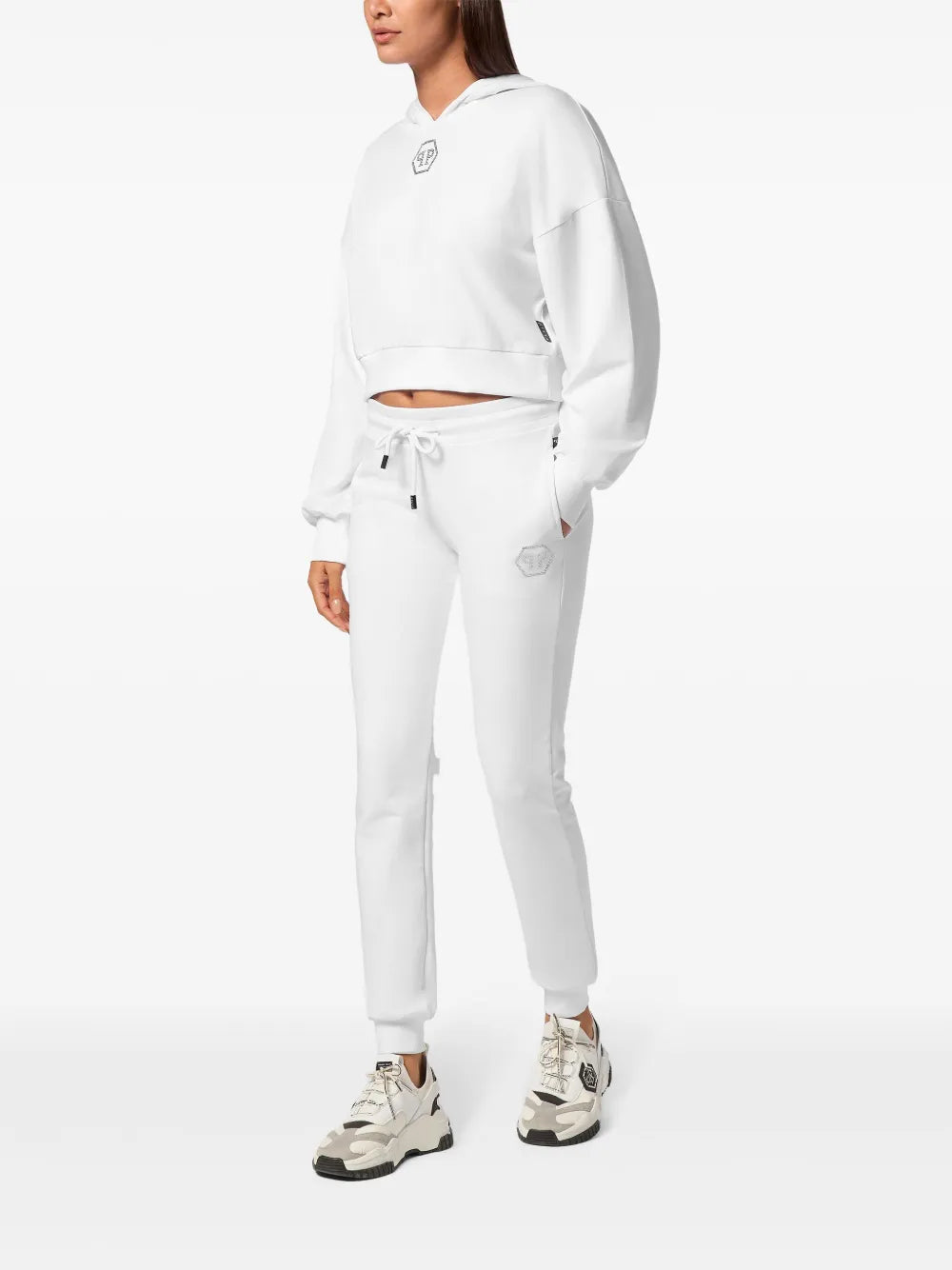 Crystal-Embellished Cropped Hoodie